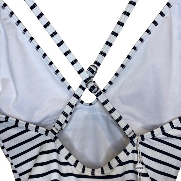 NWT CUPSHE Black & White Striped One Piece Swimsuit Size XS - Picture 7 of 12